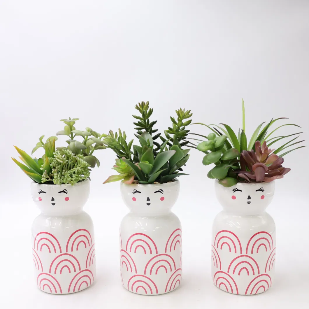 Home Indoor Decorative Mini Plastic Artificial Succulent Pot Plants Garden Decor Succulents