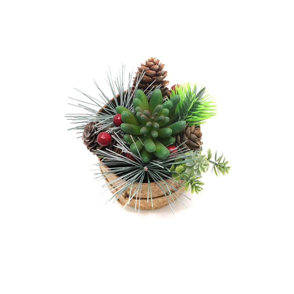 Hot Sale of Artificial Green Plant Small Bonsai Succulent Pine Cone Decoration Holiday Decoration Desk Center Decoration Green Plant Mini Bonsai