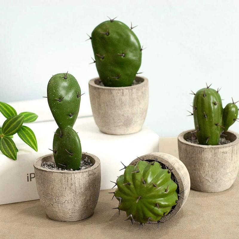 Artificial Succulent Plants Faux Cactus Decor for Home Decor Shelf Office Table Desk Bedroom House Decorations Mini Cute Potted Decorations Set of 4