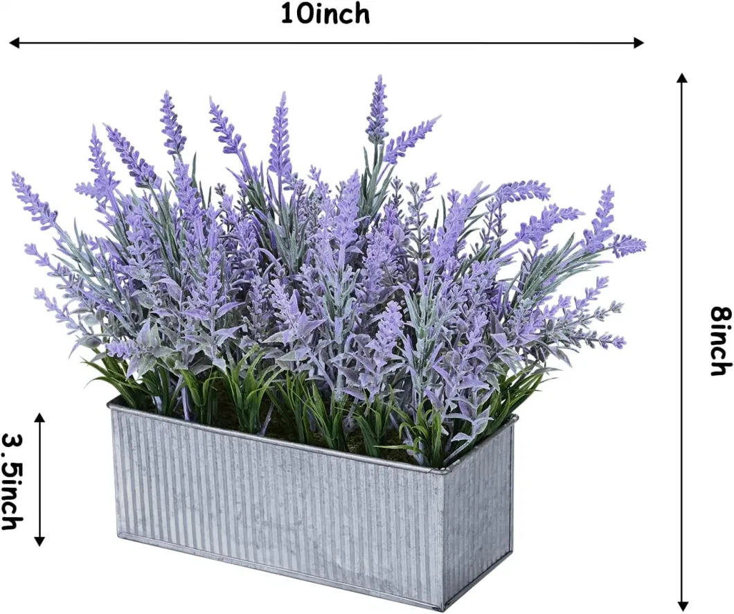 Artificial Lavender Decor Faux Lavender Plant with Silver Metal Pots