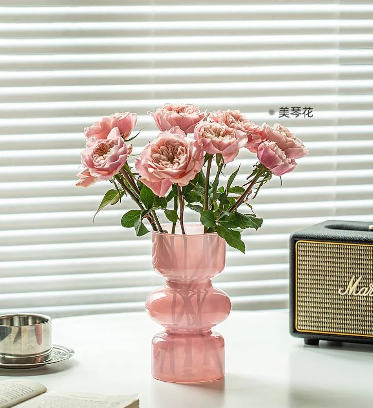 Small Black White Pink Color Glass Bud Vases Flower Vases with Cute Design for Wedding Candles Holders Home Decor