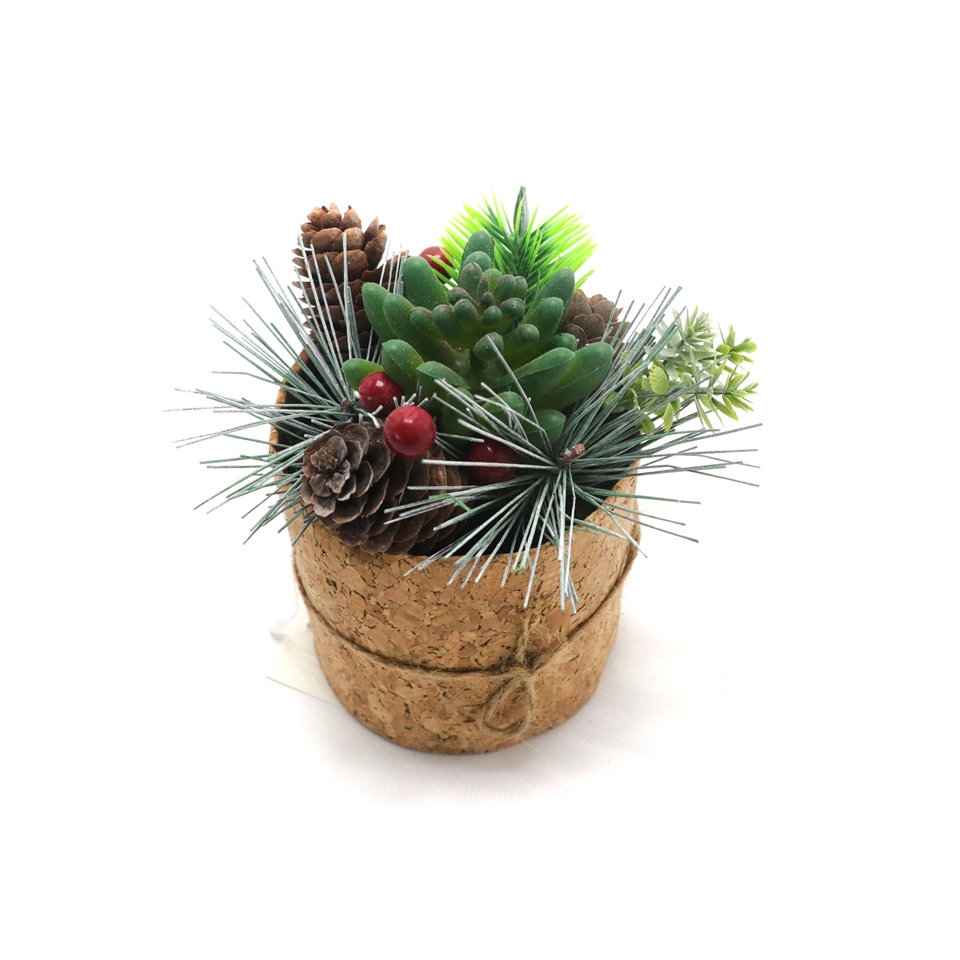 Hot Sale of Artificial Green Plant Small Bonsai Succulent Pine Cone Decoration Holiday Decoration Desk Center Decoration Green Plant Mini Bonsai