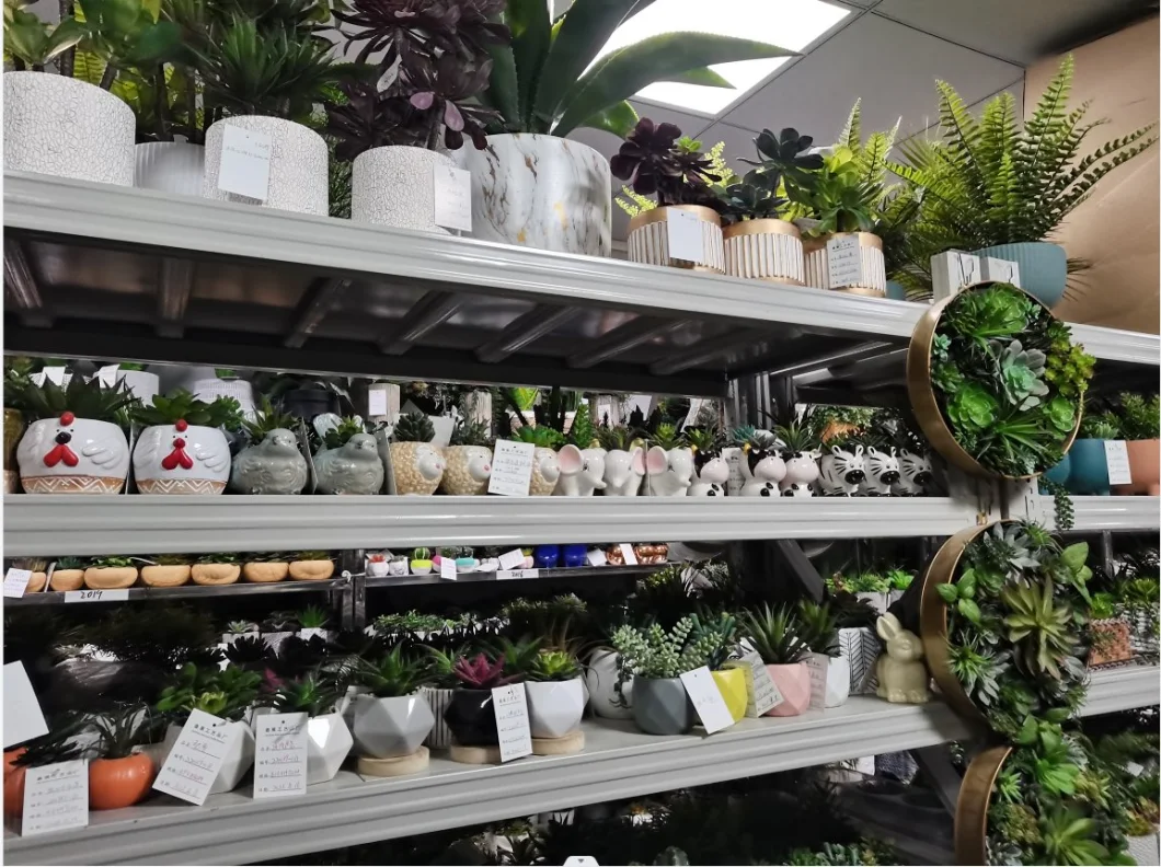 Wholesale Mini Artificial Plastic Succulent Plants Bonsai with Ceramic Planter Pots