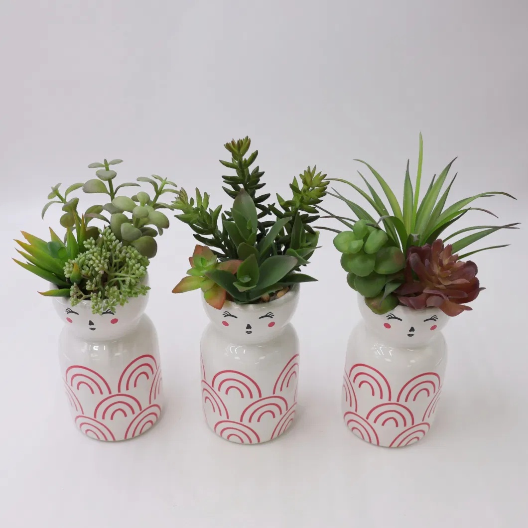 Home Indoor Decorative Mini Plastic Artificial Succulent Pot Plants Garden Decor Succulents