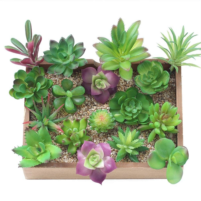 16 Pack Artificial Succulent Create Realistic Succulent Flocking Plants Unpotted Fake Succulents Plant for Decorative Garden Arrangement Decor