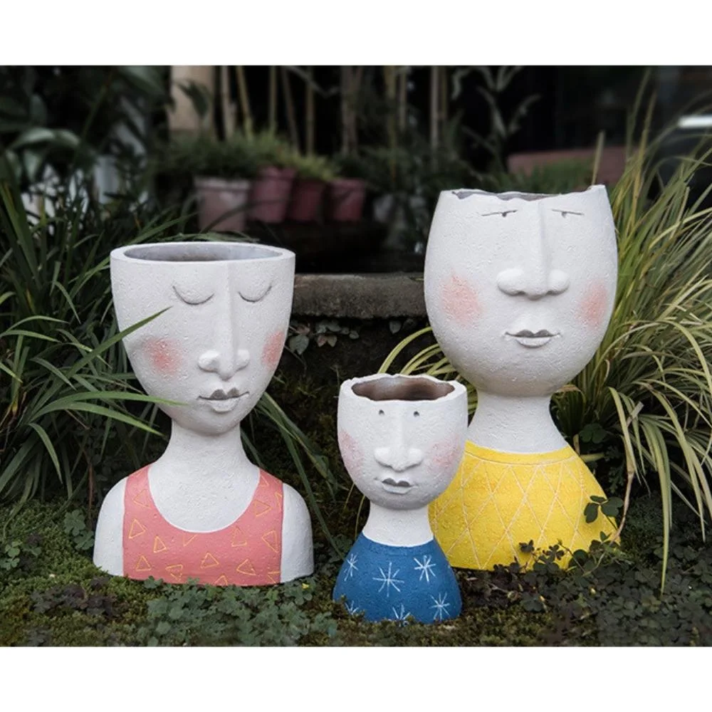 Portrait Flowerpot Art Plants Vase Doll Shape Sculpture Resin Vase Home Decor Succulents Head Shape Vase Nordic Human Head Vessels Bl19936