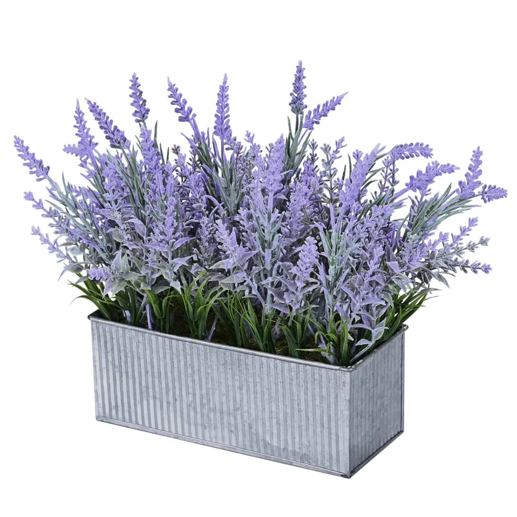 Artificial Lavender Decor Faux Lavender Plant with Silver Metal Pots