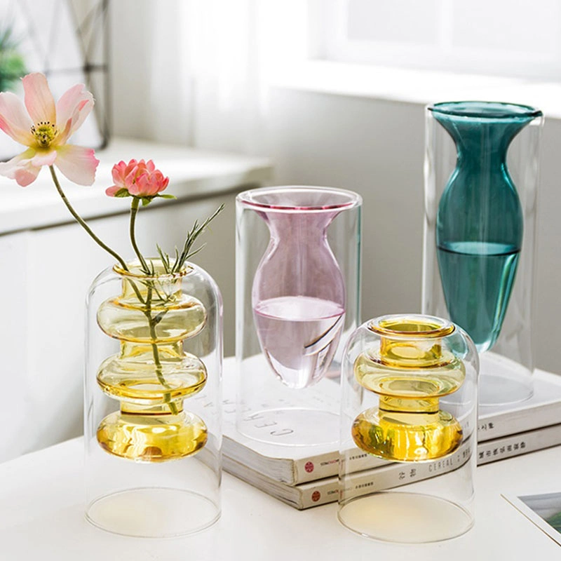 High Quality Colored Acrylic Flower Vases Small Glass Vases for Home Decoration Wedding Glass Gift Vases Candle Holder