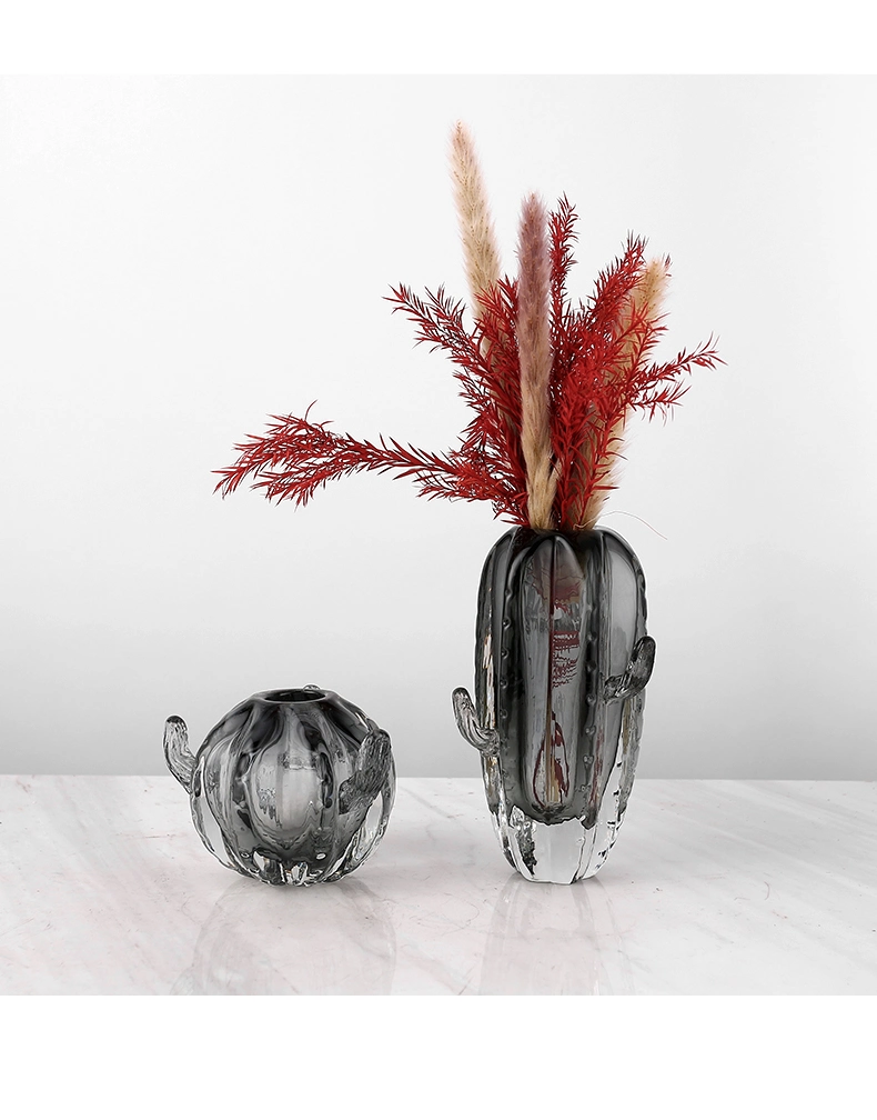 Nordic Light Luxury Style Modern Coffee Table Flower Pot Indoor Cactus Glass Vase Set