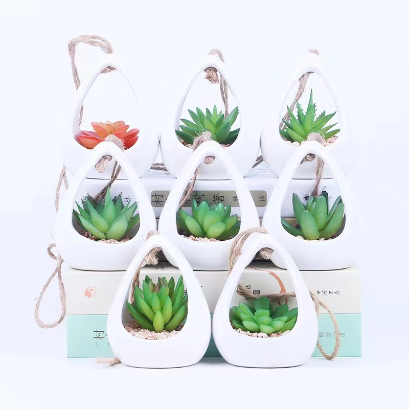 Artificial Small Plants Succulents Plants Home Decoration Artificial Bonsai with Glass Pot