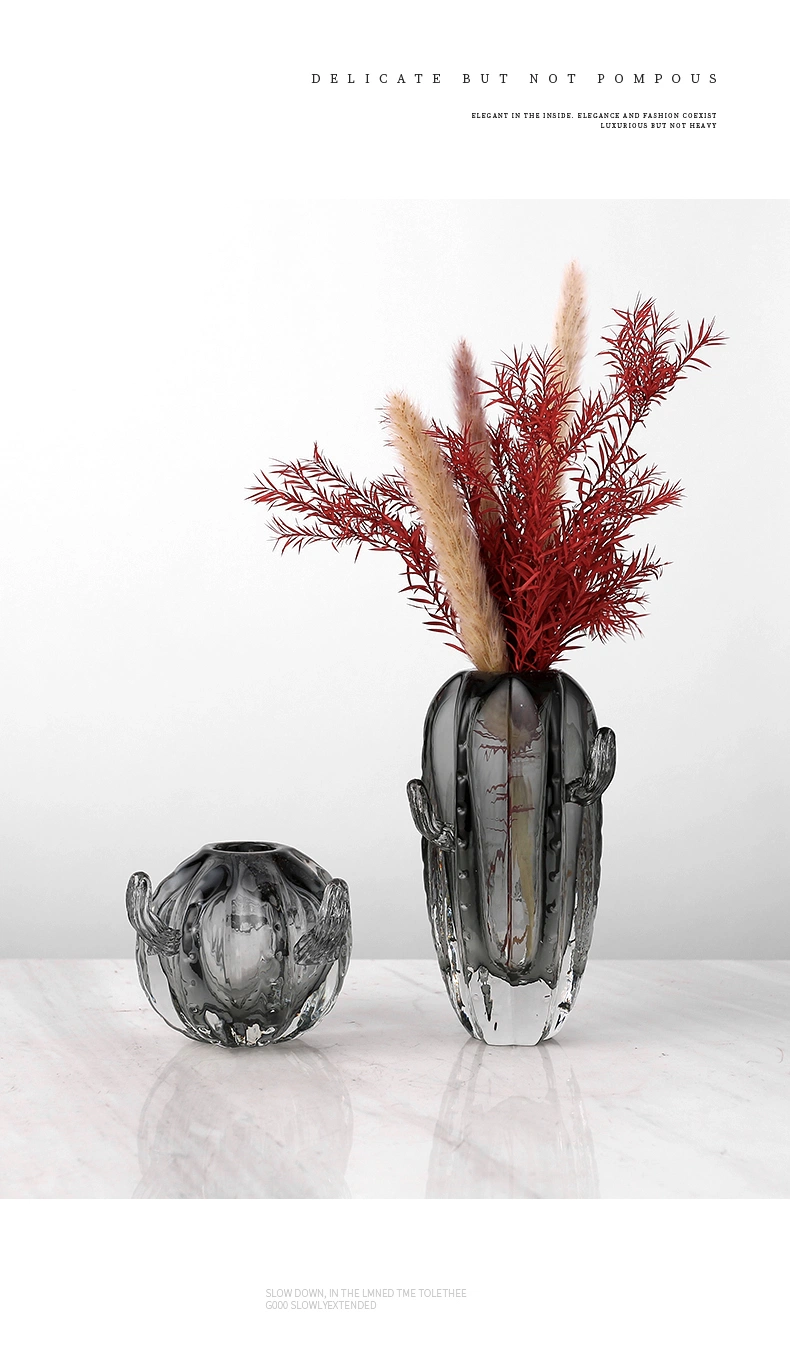 Nordic Light Luxury Style Modern Coffee Table Flower Pot Indoor Cactus Glass Vase Set