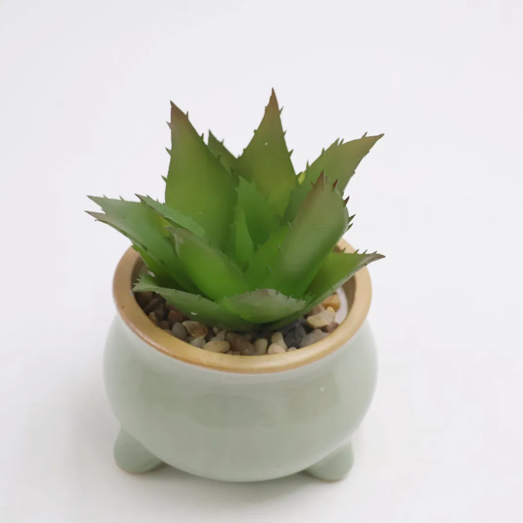 2023 New Design Artificial Plant Succulent with Ceramic Planter Pot