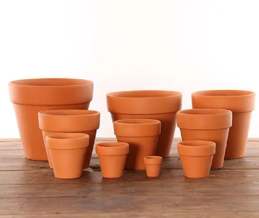 Pottery Clay Pot Tile Small Flower Pot Household Inch Pots with Tray, Clay Pots for Plants and Succulents, Terracotta Wyz18005