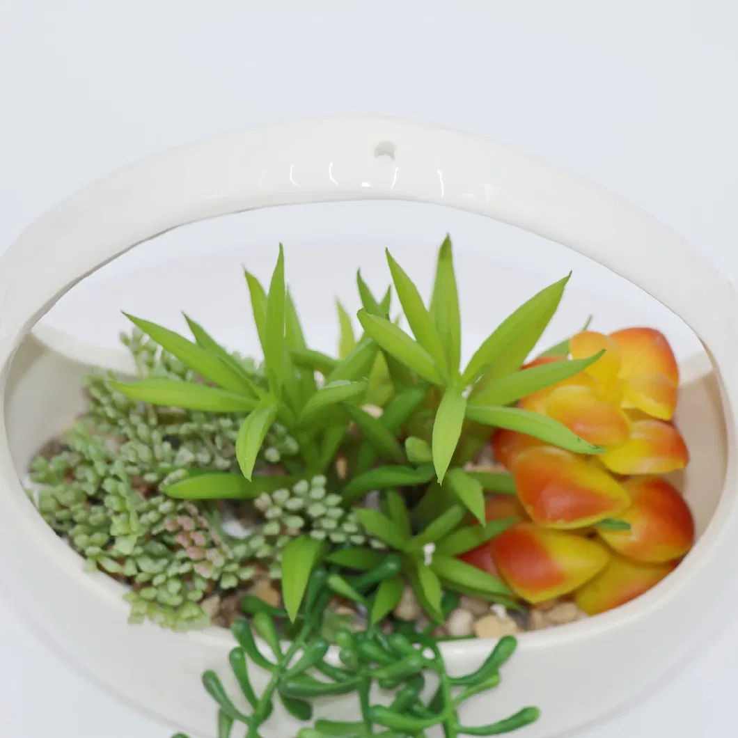 Wholesale 8 Cm Artificial Fake Succulents Bonsai in Mini White Ceramic Pot