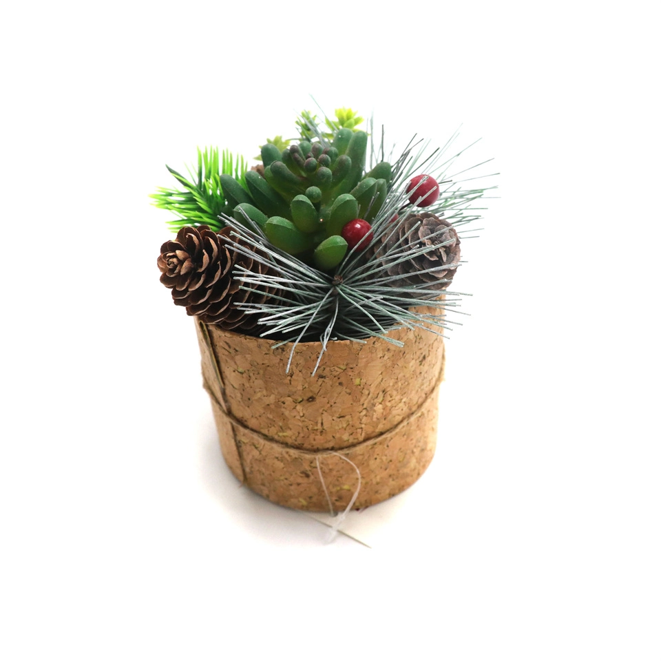 Hot Sale of Artificial Green Plant Small Bonsai Succulent Pine Cone Decoration Holiday Decoration Desk Center Decoration Green Plant Mini Bonsai