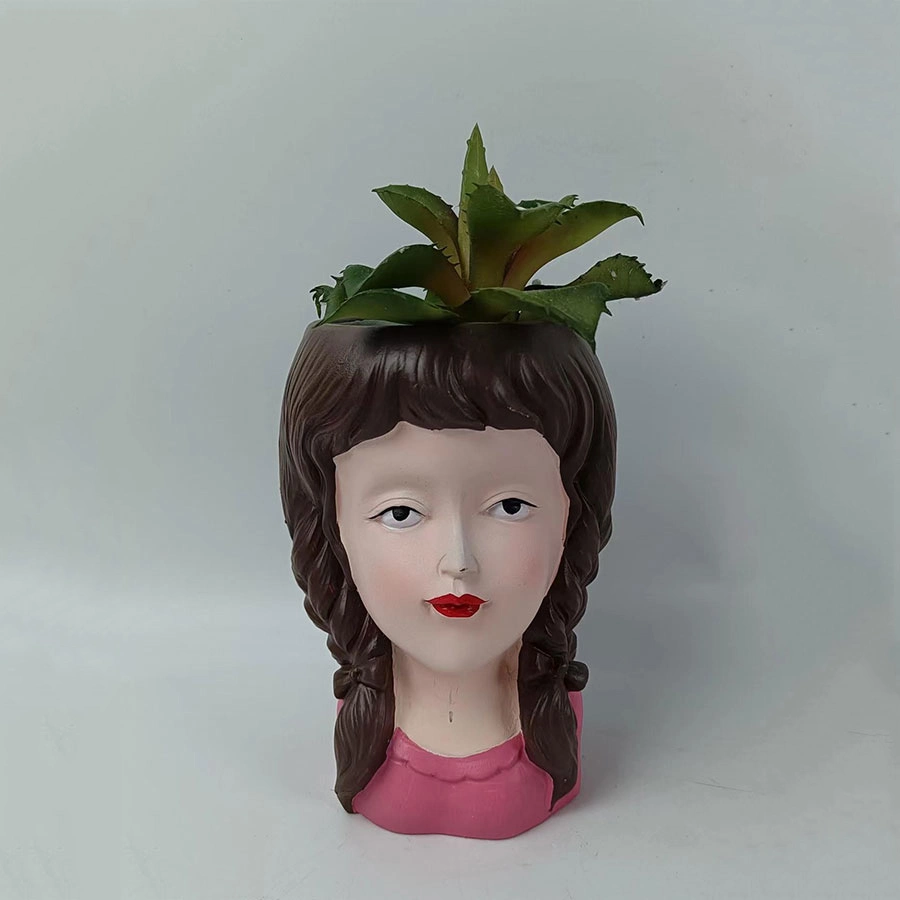 Customized Cute Cartoon Long Hair Girl Flower Pots &amp; Planters Home Garden Mini Succulent Pots Decoration
