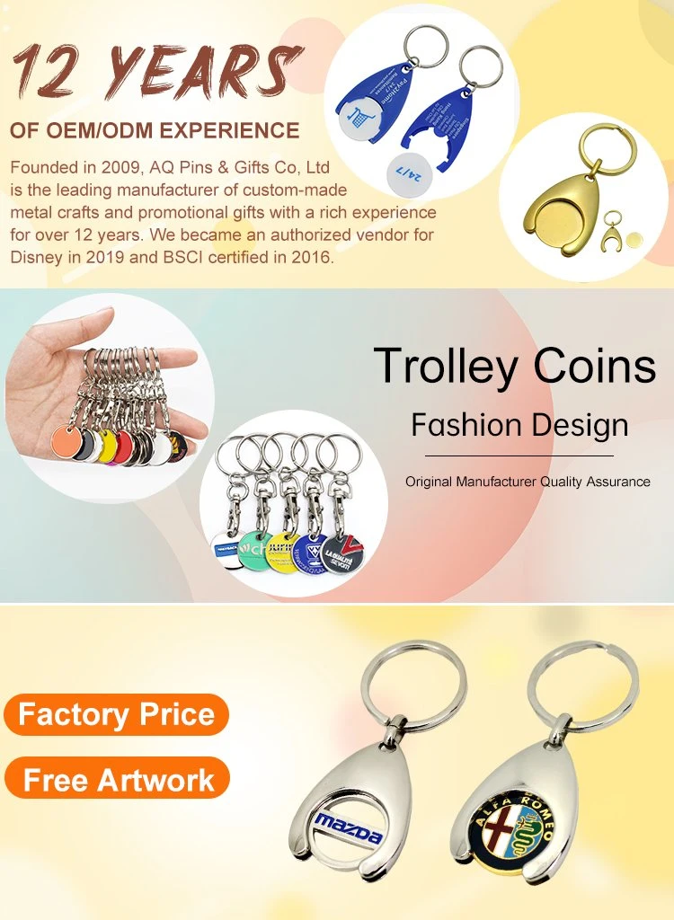 China Wholesale Custom Metal Charm Hard Enamel Cactus Succulent Trolley Shopping Key Chain Holder Caddy Plant Woman Keychain for Decoration Token Coin