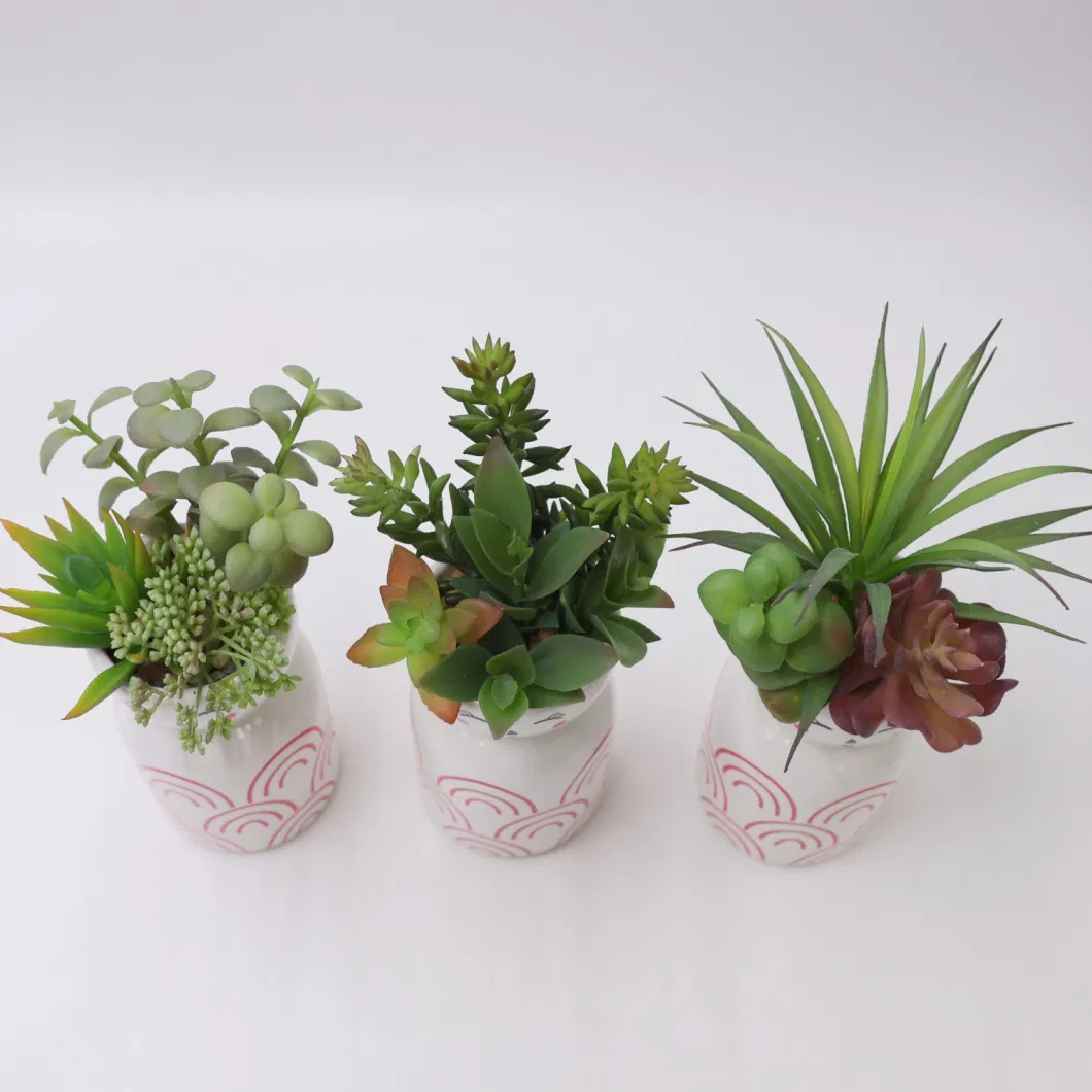 Home Indoor Decorative Mini Plastic Artificial Succulent Pot Plants Garden Decor Succulents