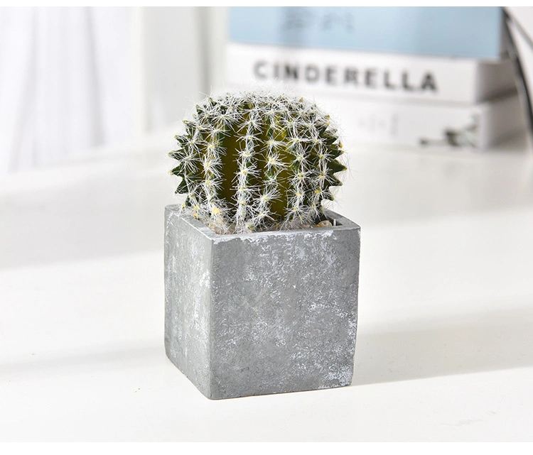 Assorted Decorative Faux Succulent Artificial Succulent Cactus Faked Air Plants with Gray Pots