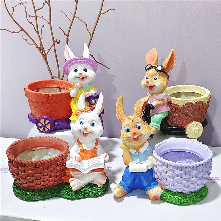 Creative Resin Cartoon Rabbit Succulent Wholesale Cute Animal Green Plant Flower Pot