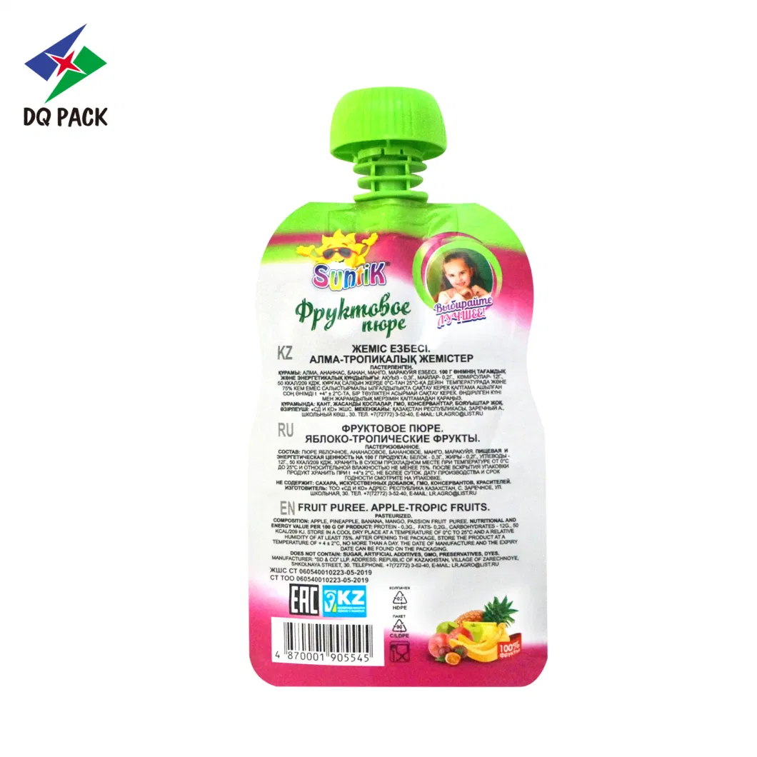 Custom Plastic Bag Juicy Fruit Edibles Mango Juice Doypack Packaging Spout Bag