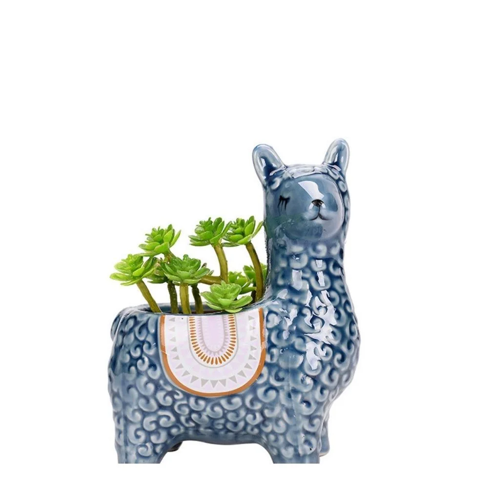 Cute Design Sheep Ceramic Flowerpot Herb Succulent Indoor Outdoor Decoration Ci20601