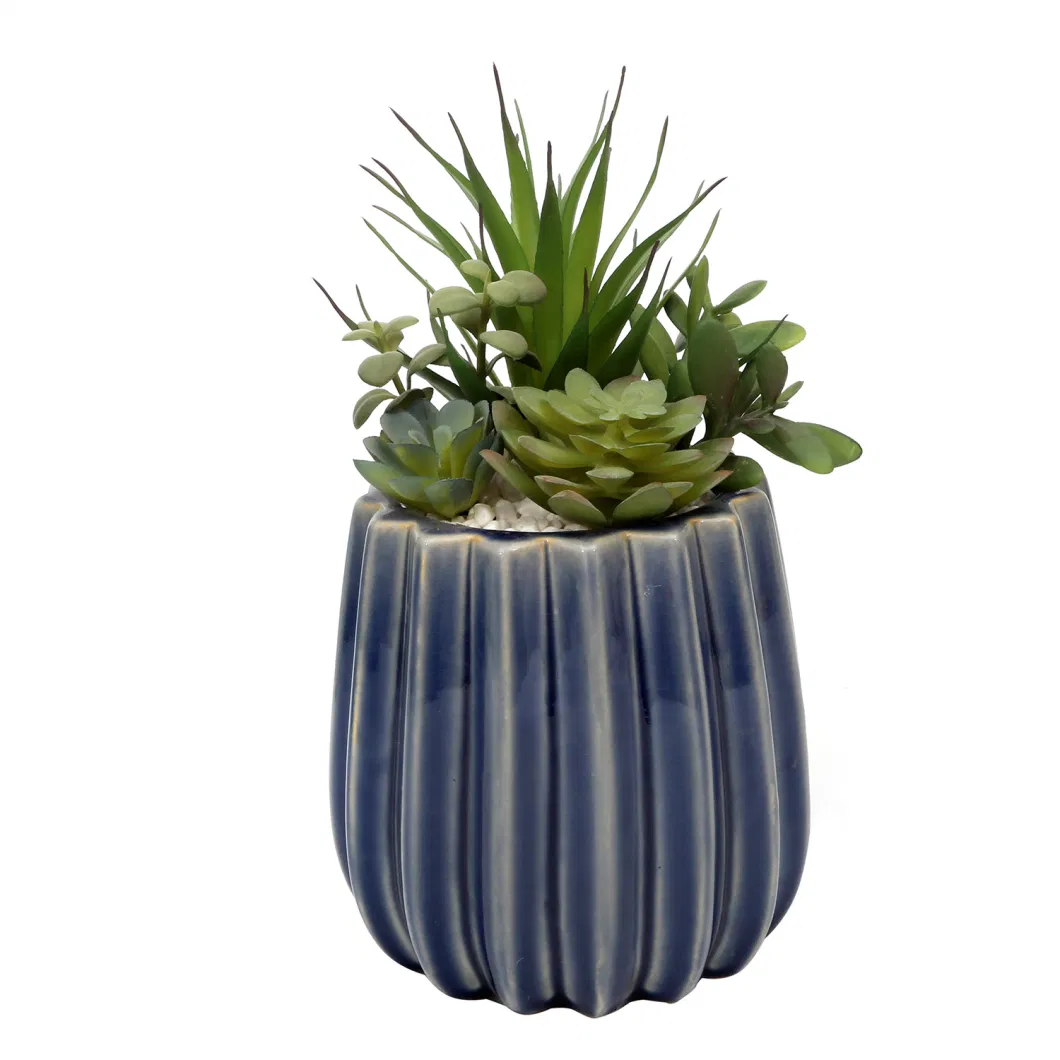 Mini Artificial Succulent Plants with Ceramic Planter Pots Home Office Decoration