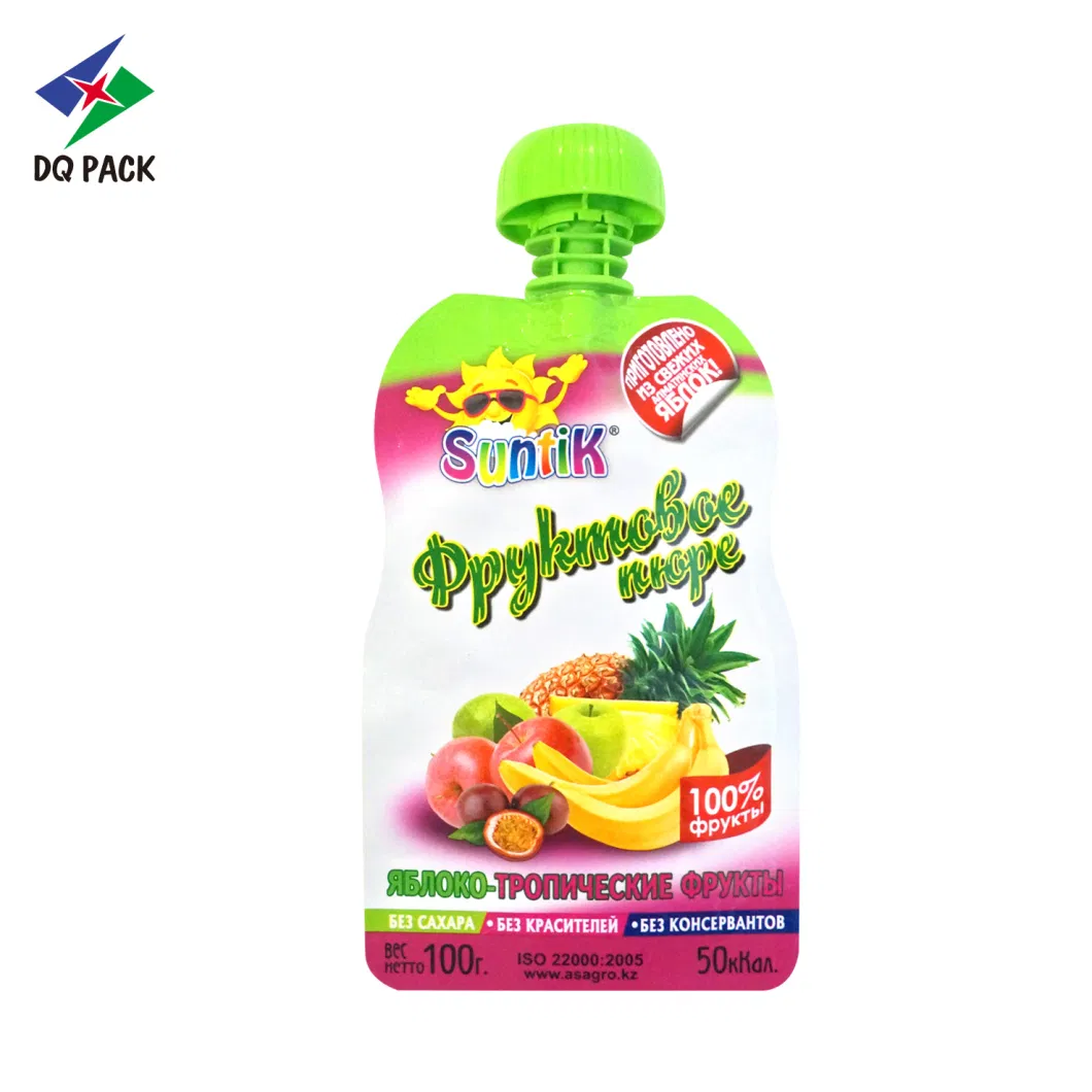 Custom Plastic Bag Juicy Fruit Edibles Mango Juice Doypack Packaging Spout Bag