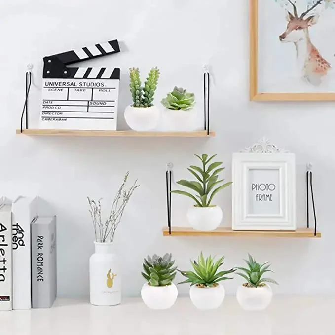 Mini Artificial Succulent Plants with Ceramic Planter Pots Home Office Decoration