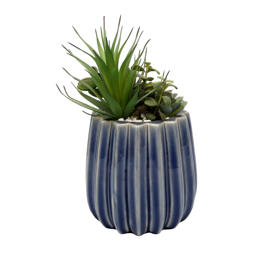 Mini Artificial Succulent Plants with Ceramic Planter Pots Home Office Decoration