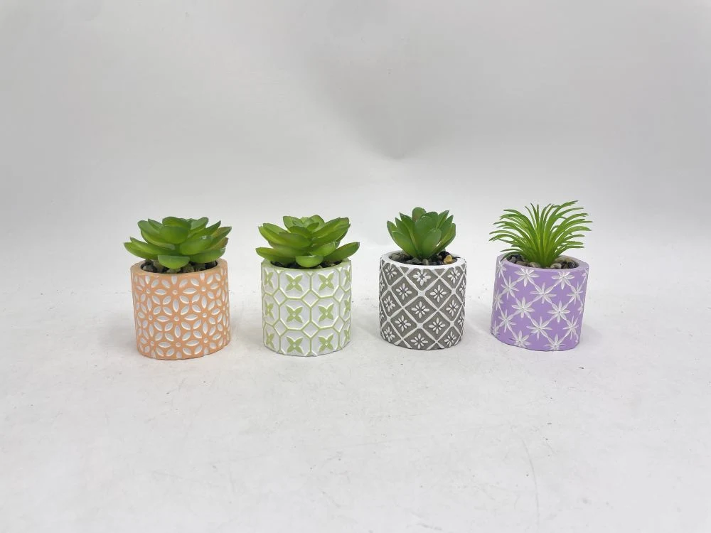 Cement Potted Faux Succulent Artificial Succulents