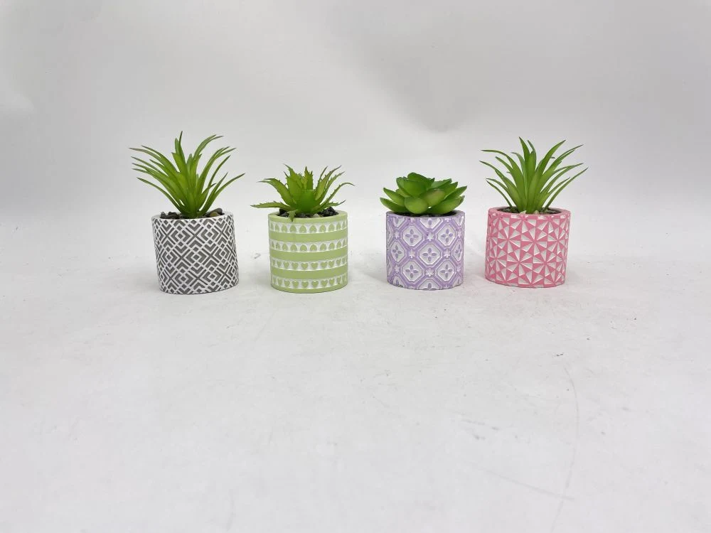 Cement Potted Faux Succulent Artificial Succulents