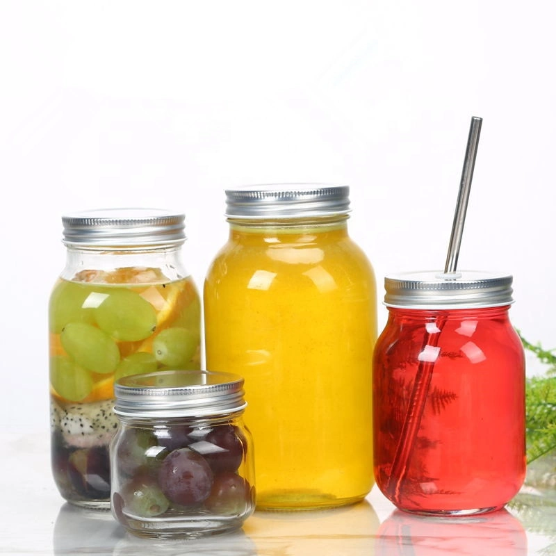 Square Juicy Fruit Glass Storage Jar Grocery Storage Jar with Screw Cap