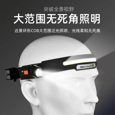 Emergency USB Rechargeable COB LED Flashlight Motion Sensor Lamp Headlight Headlamp