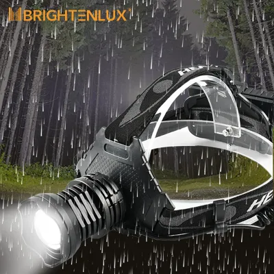 Brightenlux Logo Printing Zoomable 1000 Lumen Super Power Ipx6 Waterproof Outdoor LED Xhp70 Headlamp with Power Bank