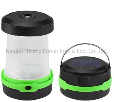  Collapsible Mini Solar LED Camping Lantern Lights Rechargeable and Folding Camping Lamp with Power Bank Function Potable Solar Camping Light