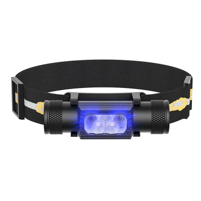 5LEDs Rechargeable LED Headlamps Type-C Charging Head Lights Blue Red Yellow White Green Color Head Flashlight Powerful USB Headlamp for Camping Fishing Hiking