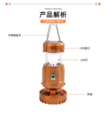  Solar Charging Plastic Outdoor Portable Telescopic USB Rechargeable Solar Folding LED Camping Lantern Light
