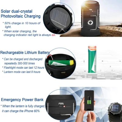Hot Sale Outdoor Solar Rechargeable Camping Lights Lamp Tent Light High Bright USB Solar LED Camping Lanterns