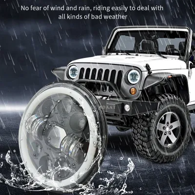 Round Headlamp Angel Eye Ring Fog Lamp Beam Turn Signal for Jeep