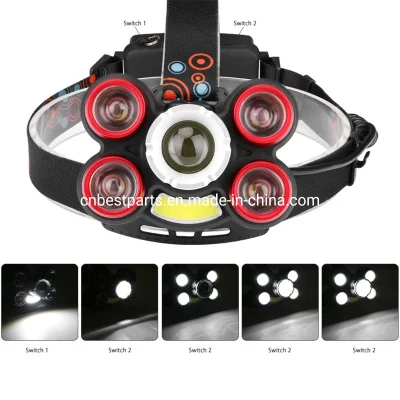  Outdoor Hiking Zoomable Rechargeable Head Torch Lamp Quality Powerful LED Head Light Powerful Headlight Camping COB LED Headlamp