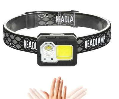  18650 3AAA Battery Rechargeable COB Headlamp with Sensor Function 60 Degree Rotating Portable LED Emergency Mini Headlamp
