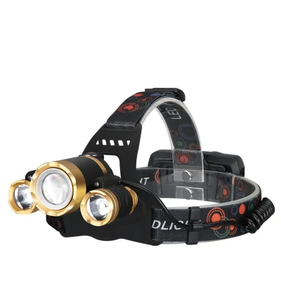 3 Heads Super Bright Head Lamp High Lumen Multi-Functional USB Charging Waterproof Rechargeable LED Headlamp