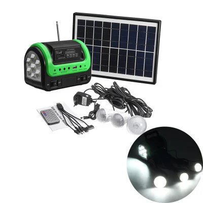 Solar Powered Small System with Bluetooth Radio Lighting Listening to Radio Outdoor Camping Car Maintenance Lights