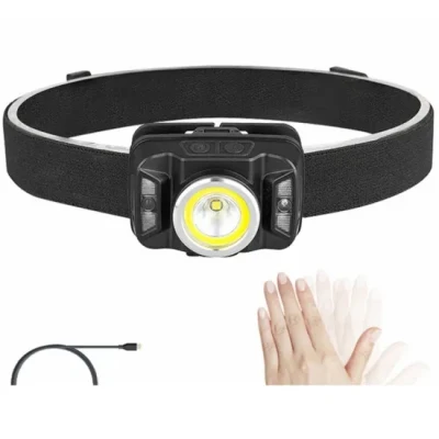  Portable Camping Head Torch Lamp Red Warning Flashing Headlight USB Rechargeable COB Head Torch Light Super Bright Waterproof Zoomable LED Headlamp