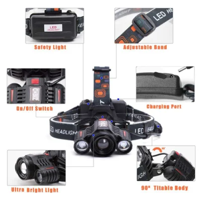  Glodmore2 Miner LED Headlamp Rechargeable Zoom Headlamp LED Sensor Function Headlamp