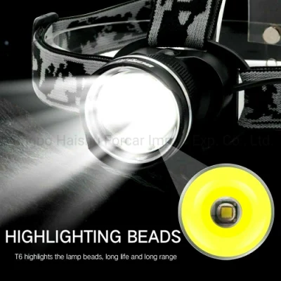 3 Work Mode Camping Head Torch Light CREE T6 Zoomable Adjustable Headlamp Waterproof Head Torch Lamp Aluminum Boody Camping LED Headlamp