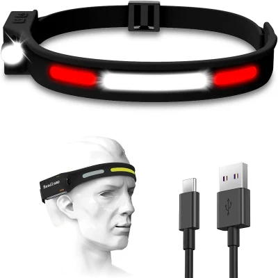 Brightenlux High Lumen Dual Light Sensor Rechargeable Mining Battery Motorcycle Whaterproof COB LED Headlamp