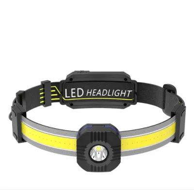  Newest Design 500 Lumen COB Head Torch Lamp Rechargeable Head Torch Portable LED Headlight Camping COB LED Headlamp with Warning Lighting