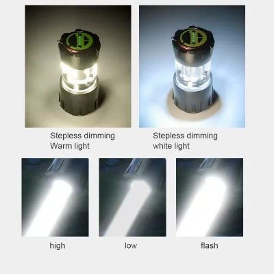  Fall Prevention Stepless Dimming 5 LED Modes Rechargeable Mini LED Camping Light with Red Warn Light